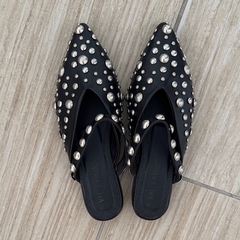 Black Studded Flats